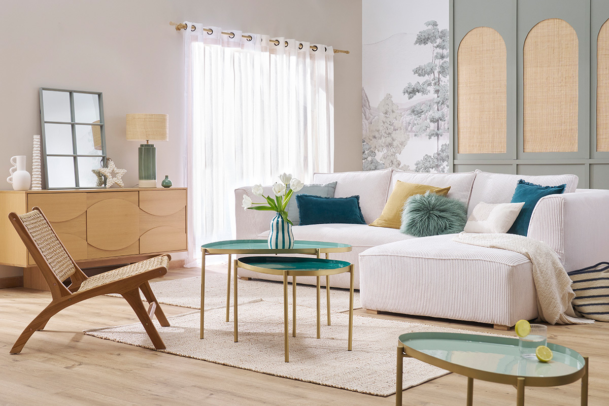 Silln lounge de madera de teca maciza y cuerda trenzada SUMBA