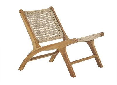 Sillón lounge de madera de teca maciza y cuerda trenzada SUMBA