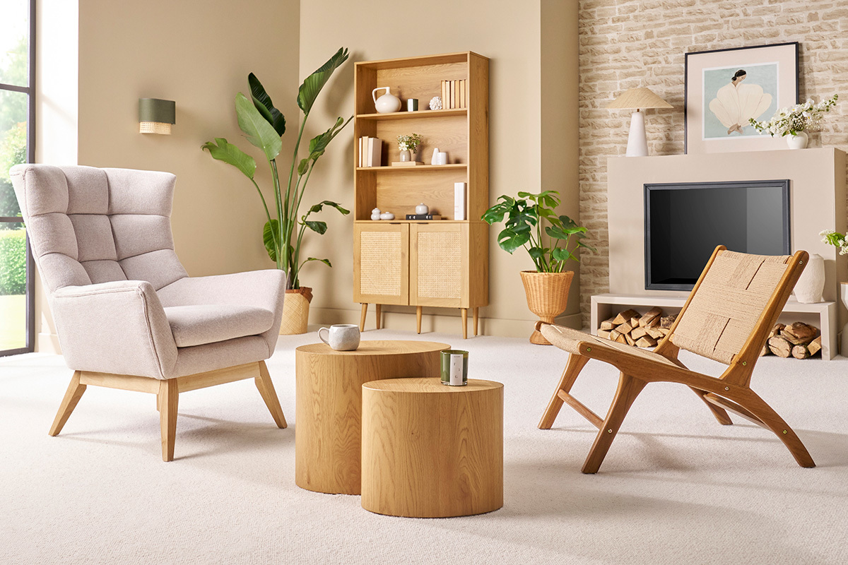 Silln lounge de madera de teca maciza y cuerda trenzada YARI