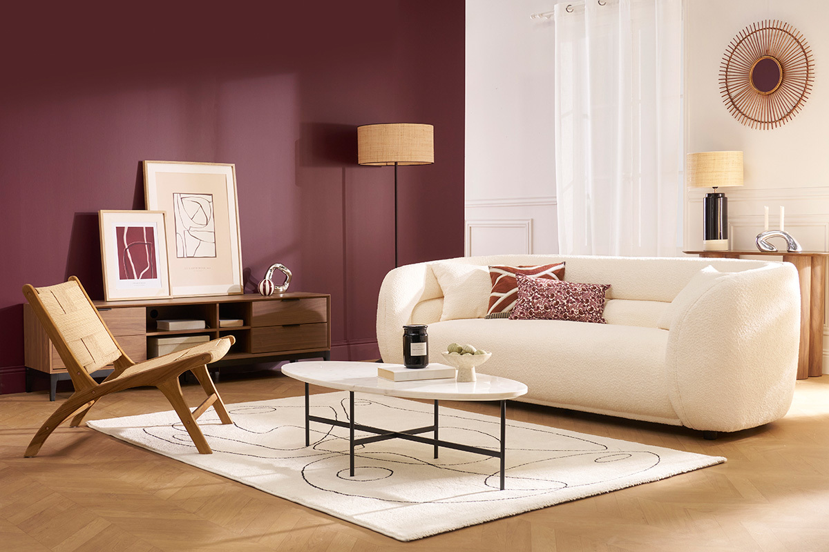 Silln lounge de madera de teca maciza y cuerda trenzada YARI