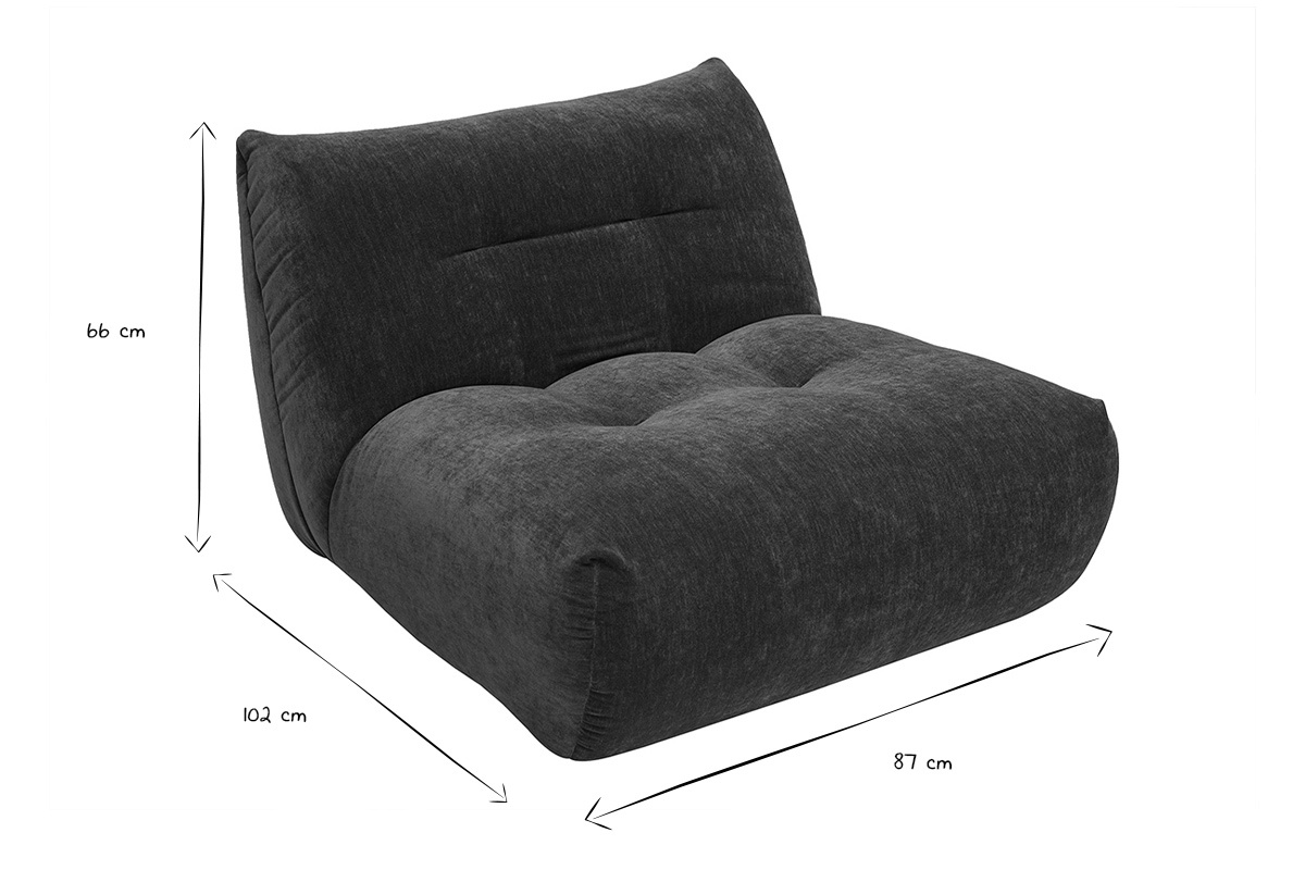 Dimensiones del sill�n BUMPY en blanco y negro: An 87 x Pr 102 x Al 66 cm