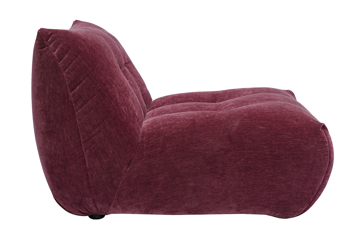 Sill�n lounge de tejido efecto terciopelo color ciruela BUMPY, vista de perfil, dise�o contempor�neo.