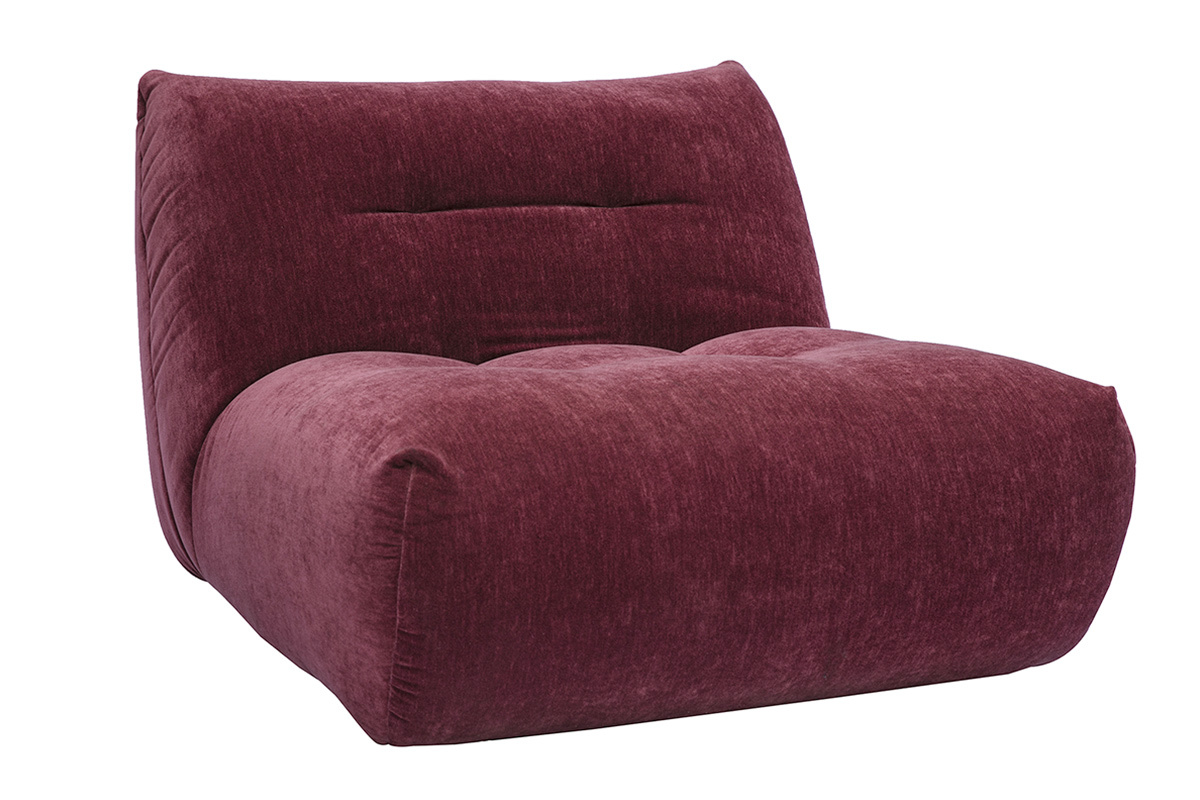 Sill�n lounge de tela con efecto terciopelo ciruela BUMPY, vista en tres cuartos