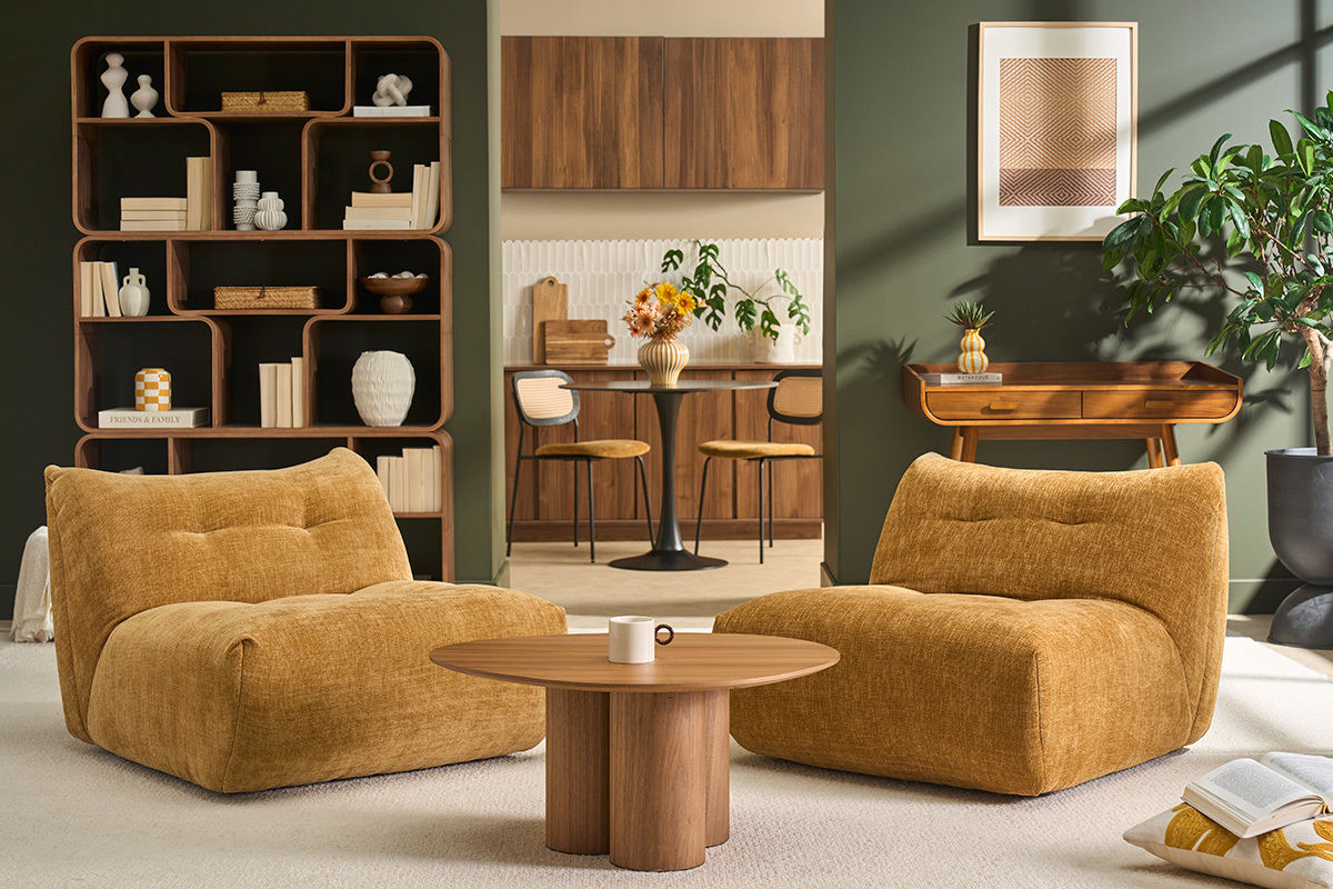 Sill�n lounge de tela efecto terciopelo texturizado bronce BUMPY