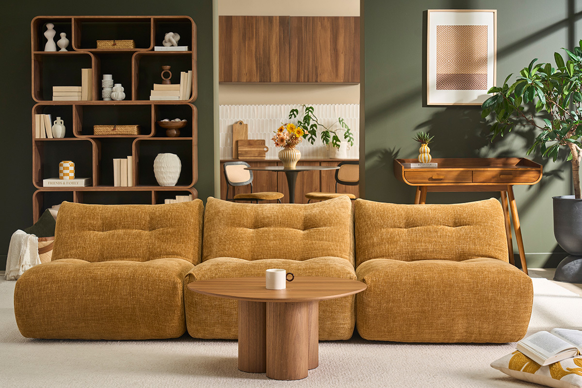 Sill�n lounge de tela efecto terciopelo texturizado bronce BUMPY