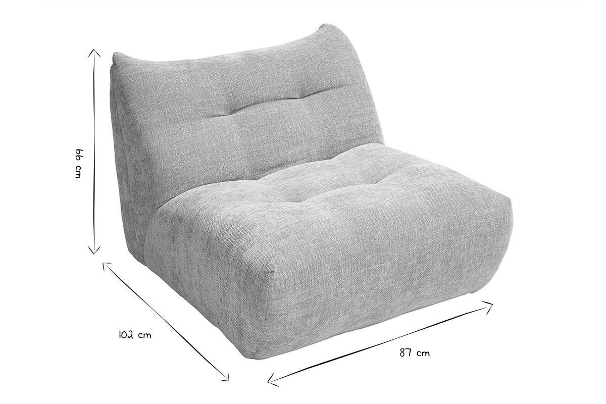 Silln lounge de tela efecto terciopelo texturizado en color topo BUMPY