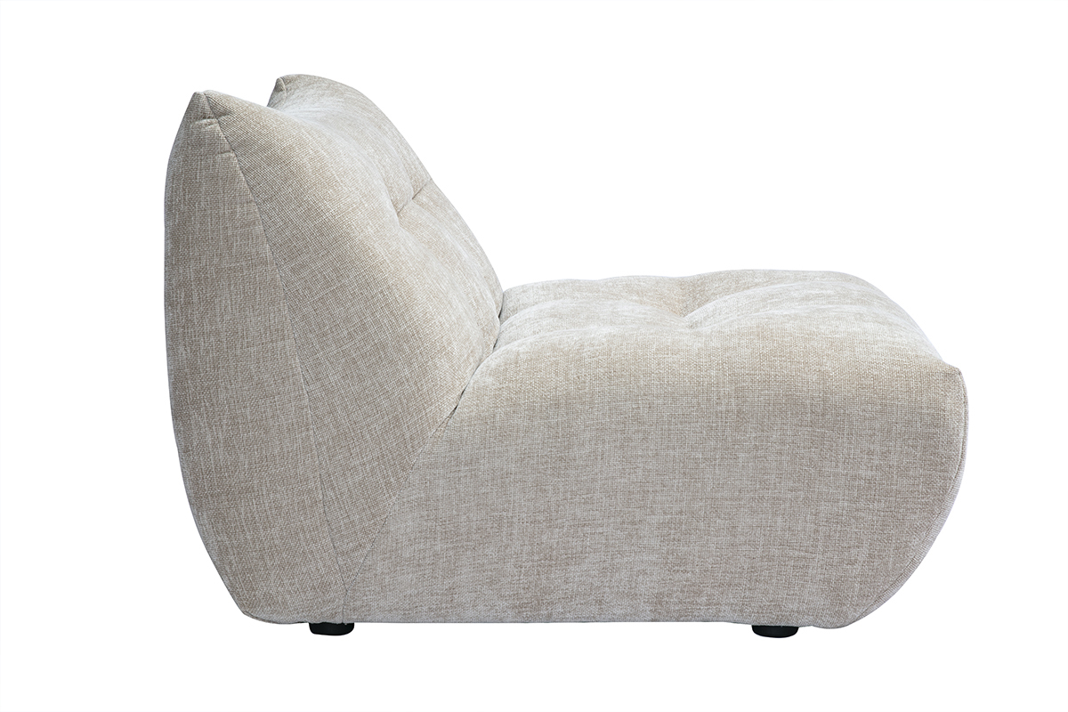 Silln lounge de tela efecto terciopelo texturizado en color topo BUMPY
