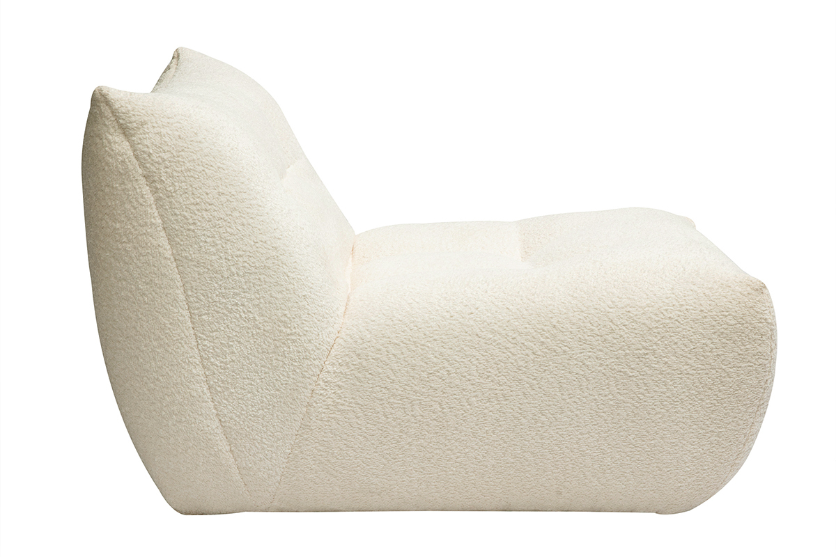 Silln lounge en tela boucl blanco roto BUMPY