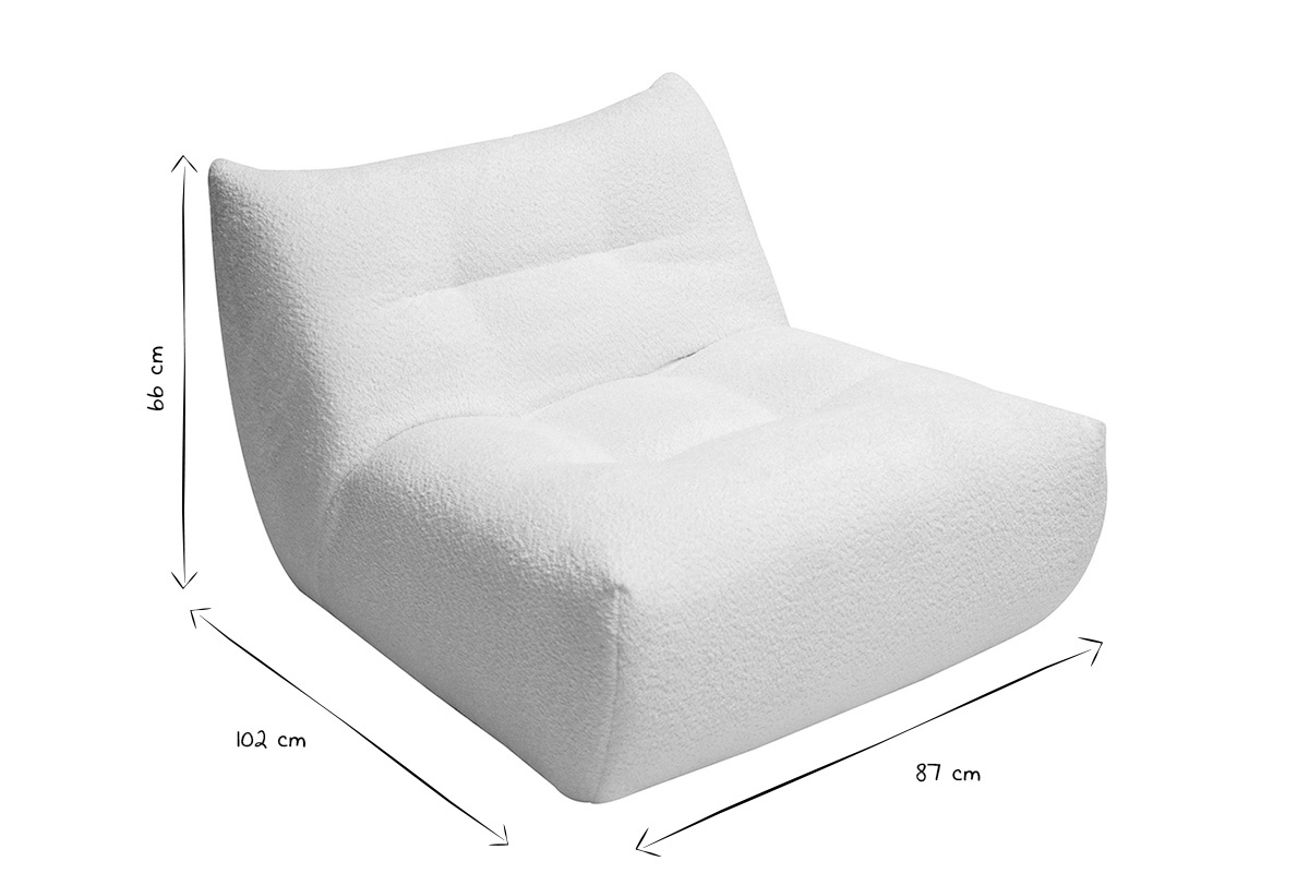 Silln lounge en tela boucl blanco roto BUMPY