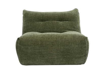Sill&oacute;n lounge en tela efecto terciopelo texturizado verde caqui BUMPY