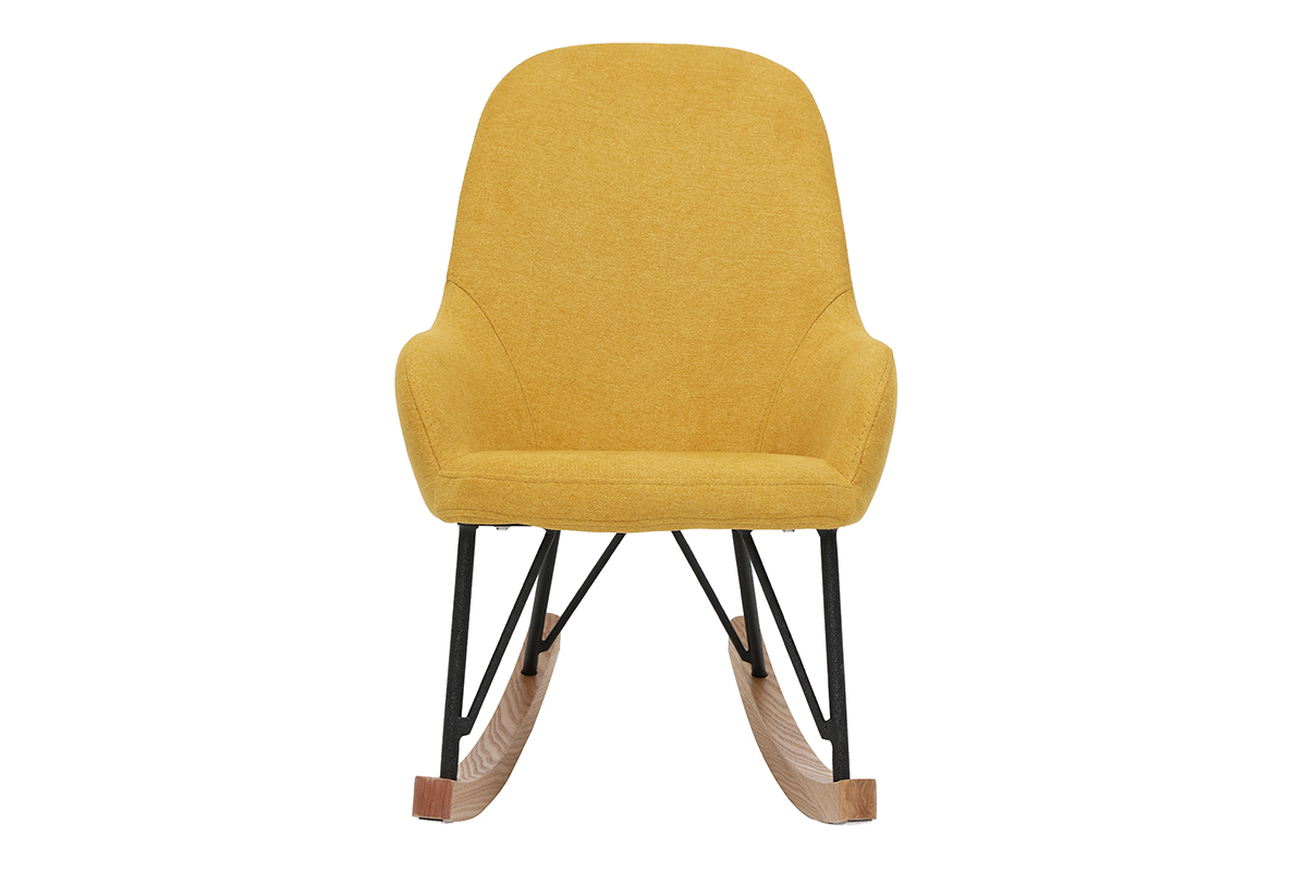 Silln mecedora infantil terciopelo amarillo patas metal y madera JHENE
