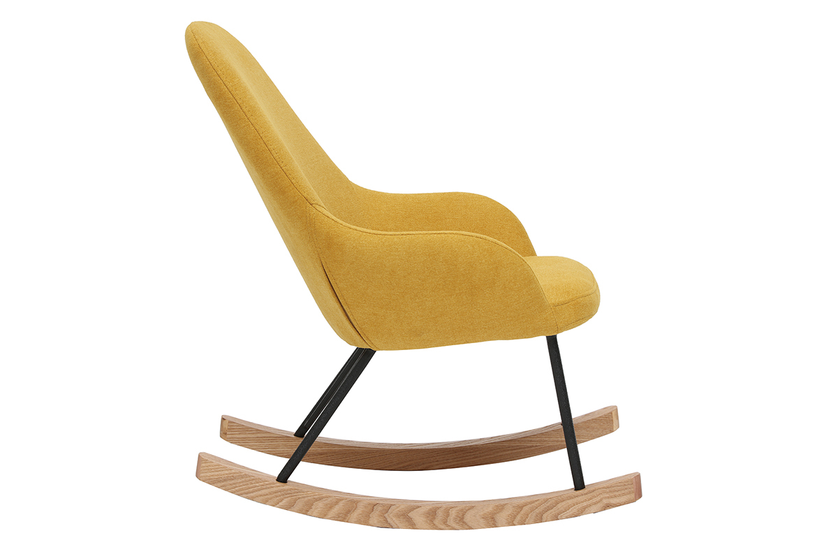 Silln mecedora infantil terciopelo amarillo patas metal y madera JHENE