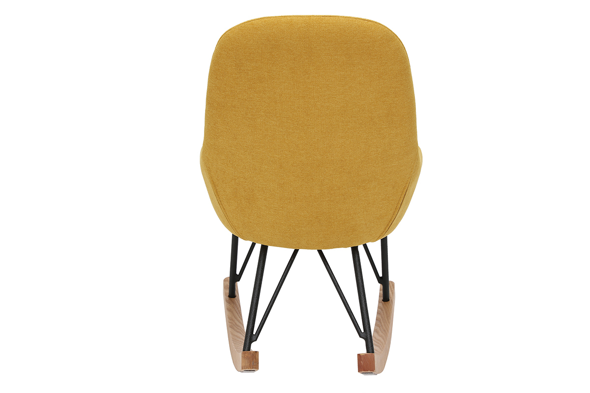 Silln mecedora infantil terciopelo amarillo patas metal y madera JHENE
