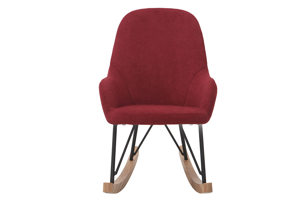Silln mecedora infantil terciopelo burdeos patas metal y madera JHENE