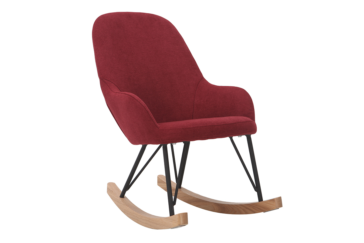 Silln mecedora infantil terciopelo burdeos patas metal y madera JHENE