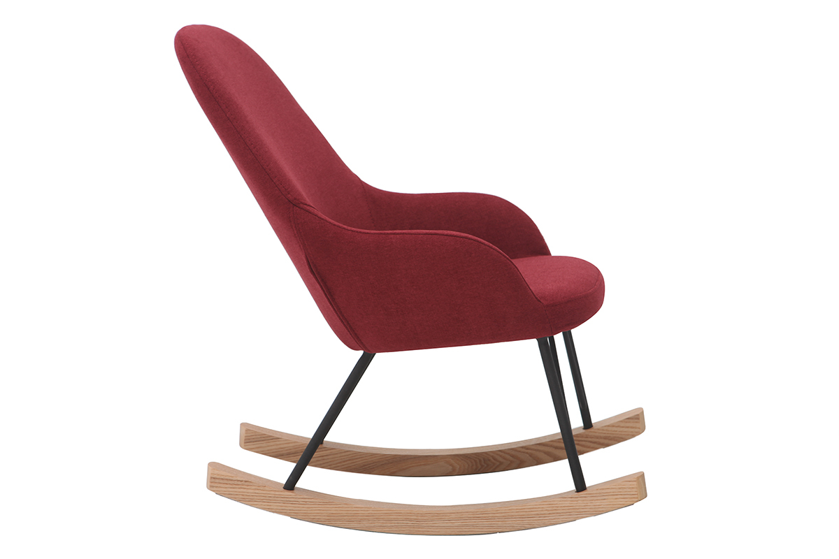 Silln mecedora infantil terciopelo burdeos patas metal y madera JHENE