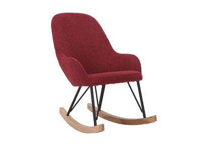 Sillón mecedora infantil terciopelo burdeos patas metal y madera JHENE - Sillón mecedora infantil terciopelo burdeos patas metal y madera JHENE