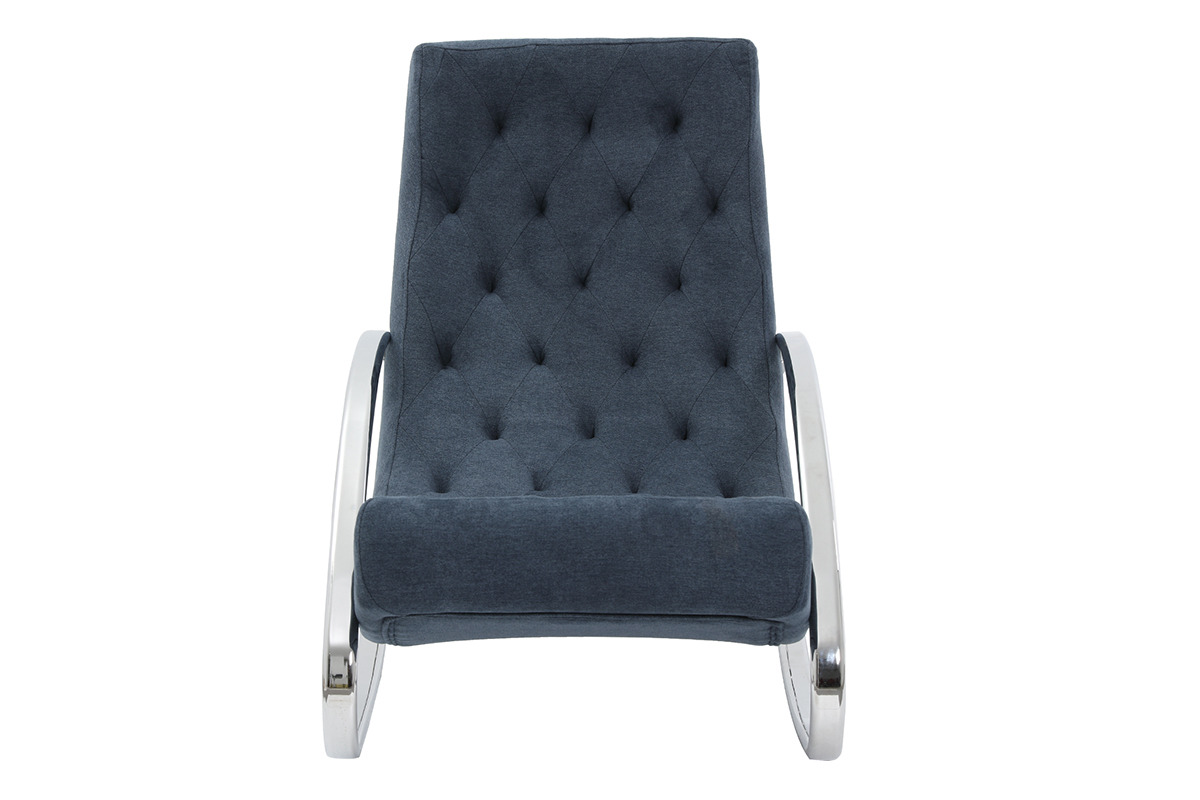 Sillón mecedora moderno efecto terciopelo azul CHESTY