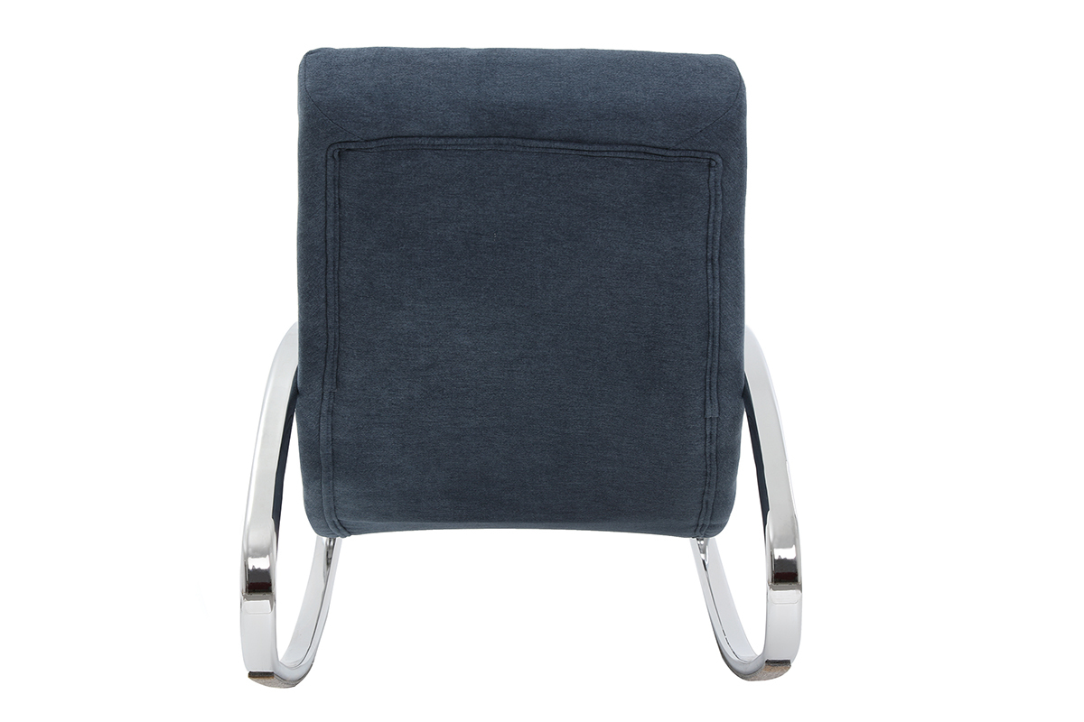 Sillón mecedora moderno efecto terciopelo azul CHESTY