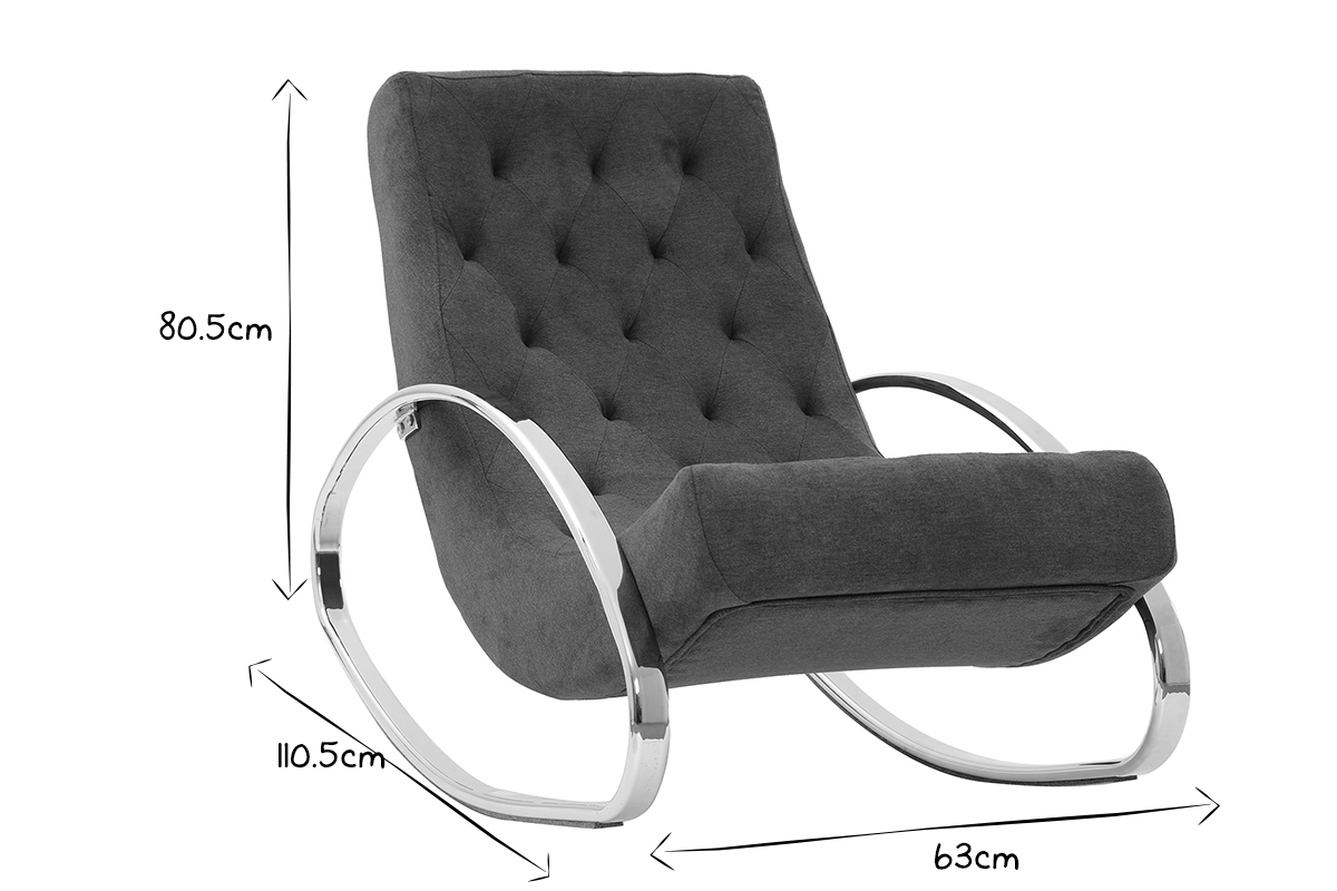 Sillón mecedora moderno efecto terciopelo azul CHESTY