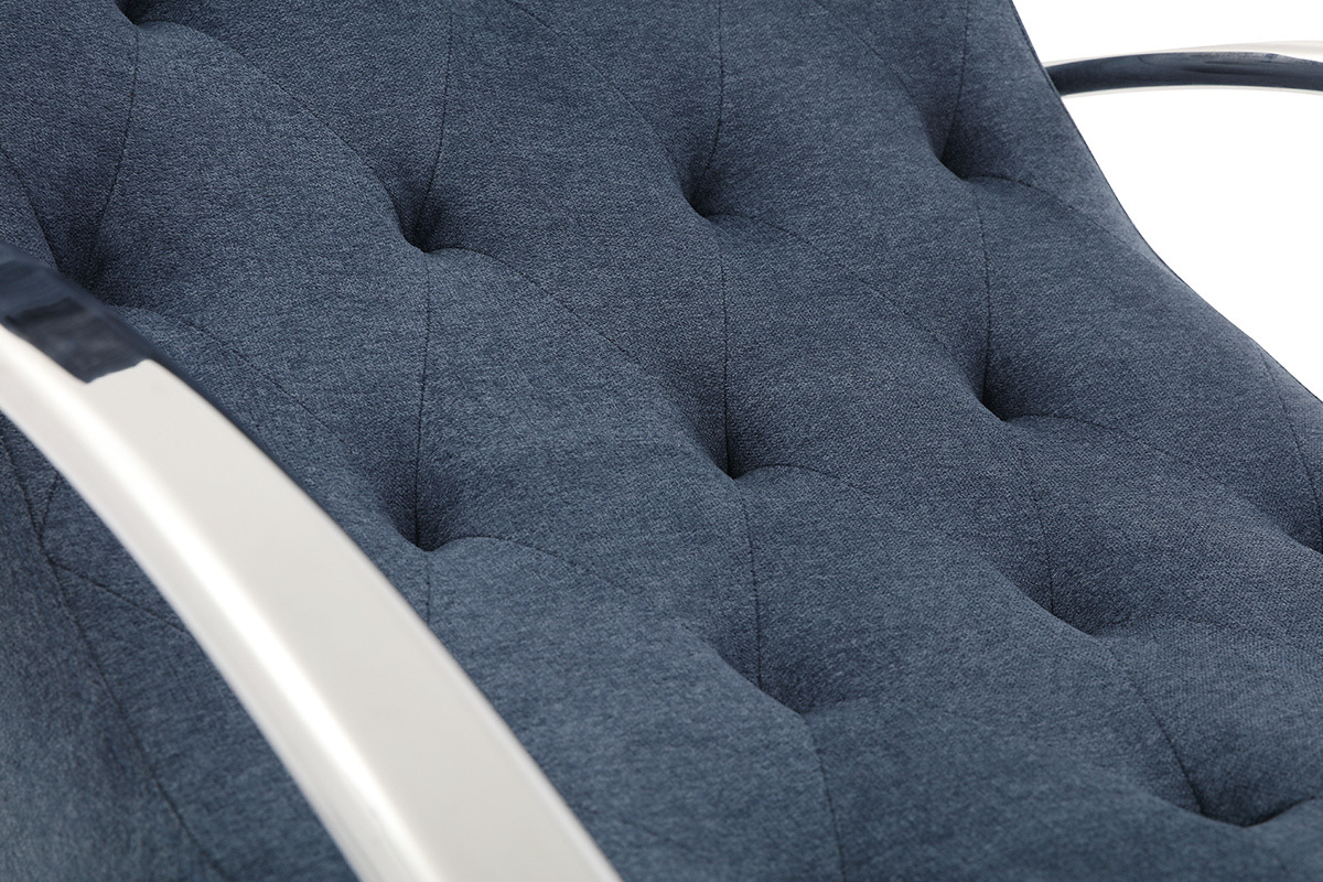 Sillón mecedora moderno efecto terciopelo azul CHESTY