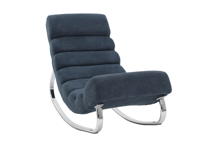 Sillón mecedora moderno efecto terciopelo azul TAYLOR