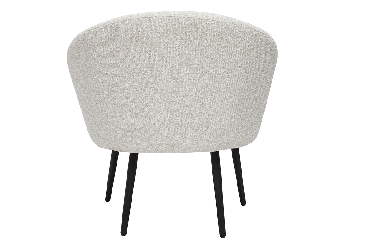 Silln moderno blanco efecto borreguillo con patas de metal negro OLIVIA