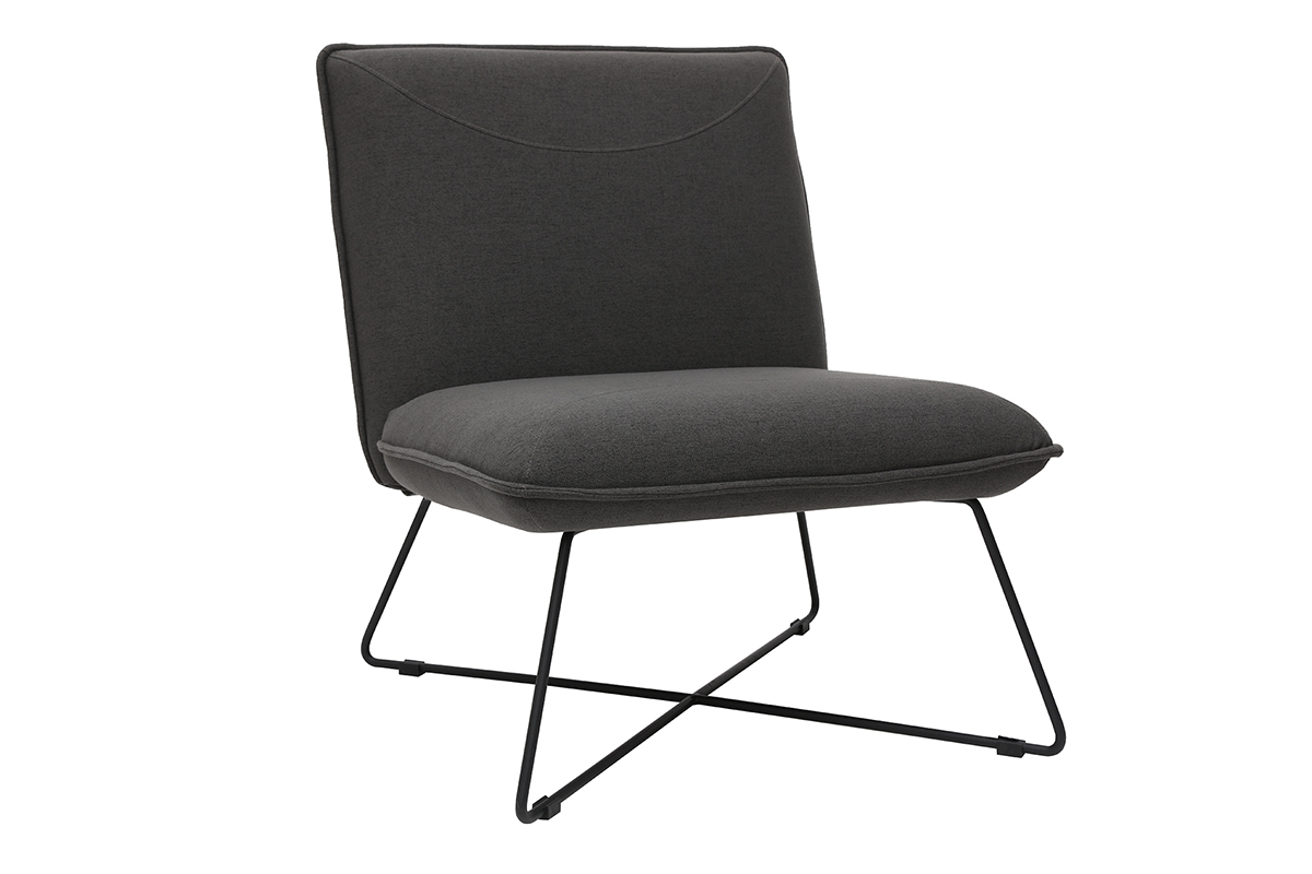 Silln moderno con reposapis tejido gris oscuro PHILO