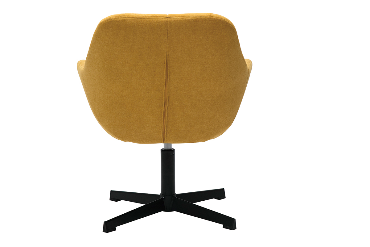 Silln moderno con tejido efecto aterciopelado amarillo mostaza y metal negro MAXINE
