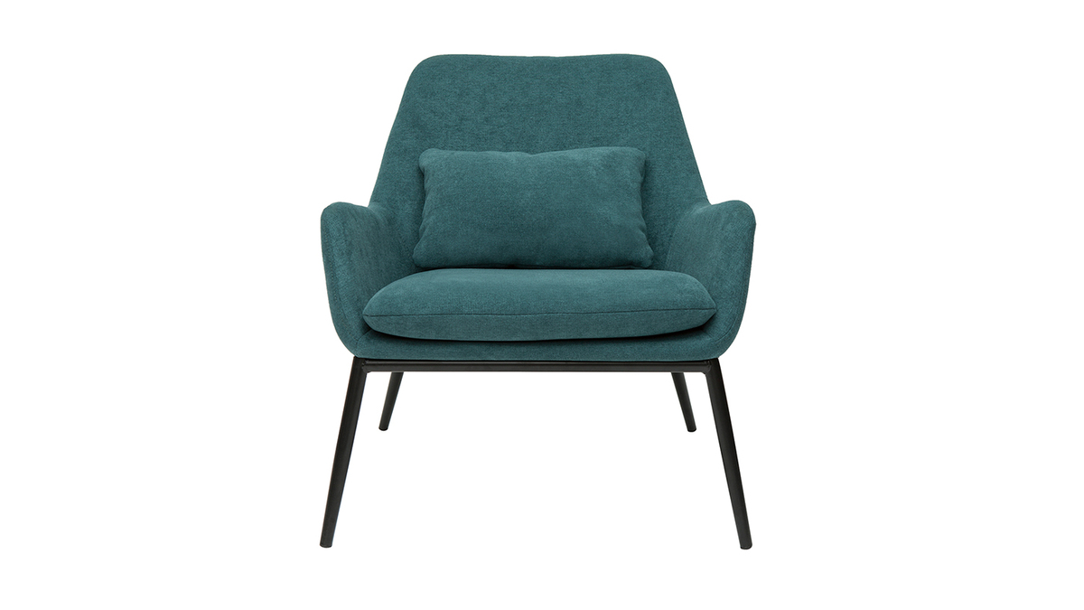 Excremento Adoración Costoso Sillón moderno con tejido efecto aterciopelado azul petróleo y metal negro MAXINE - Miliboo Excremento Adoración Costoso Sillón moderno con tejido efecto aterciopelado azul petróleo y metal negro MAXINE - Miliboo