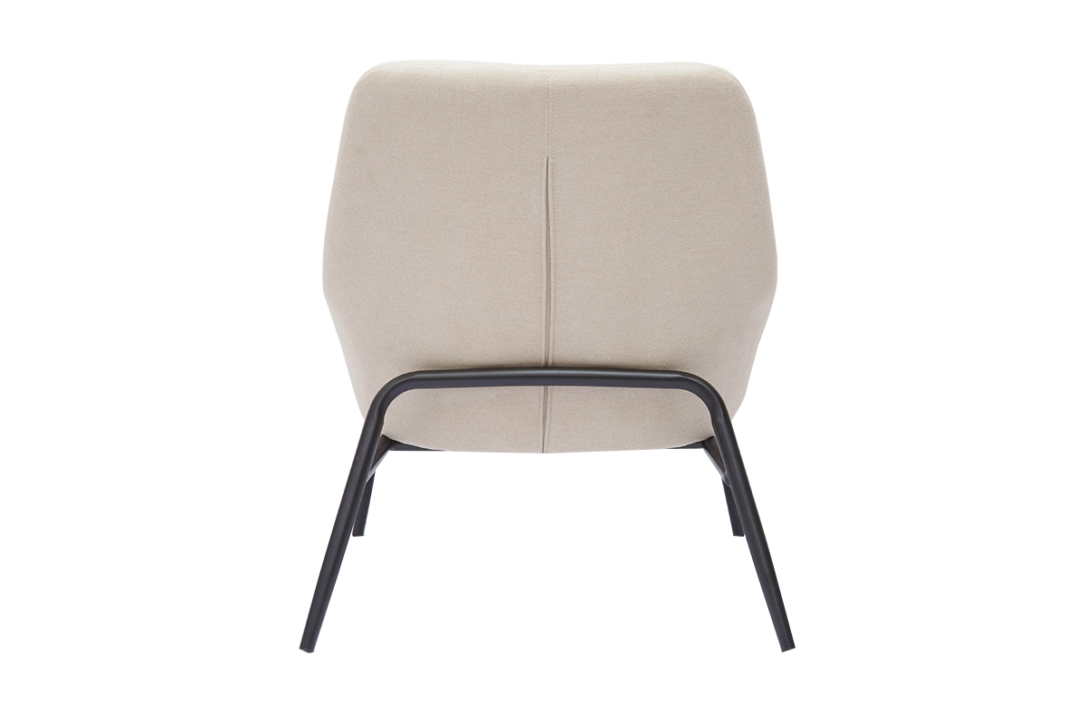 Silln moderno de tejido efecto aterciopelado beige y metal negro MAXINE