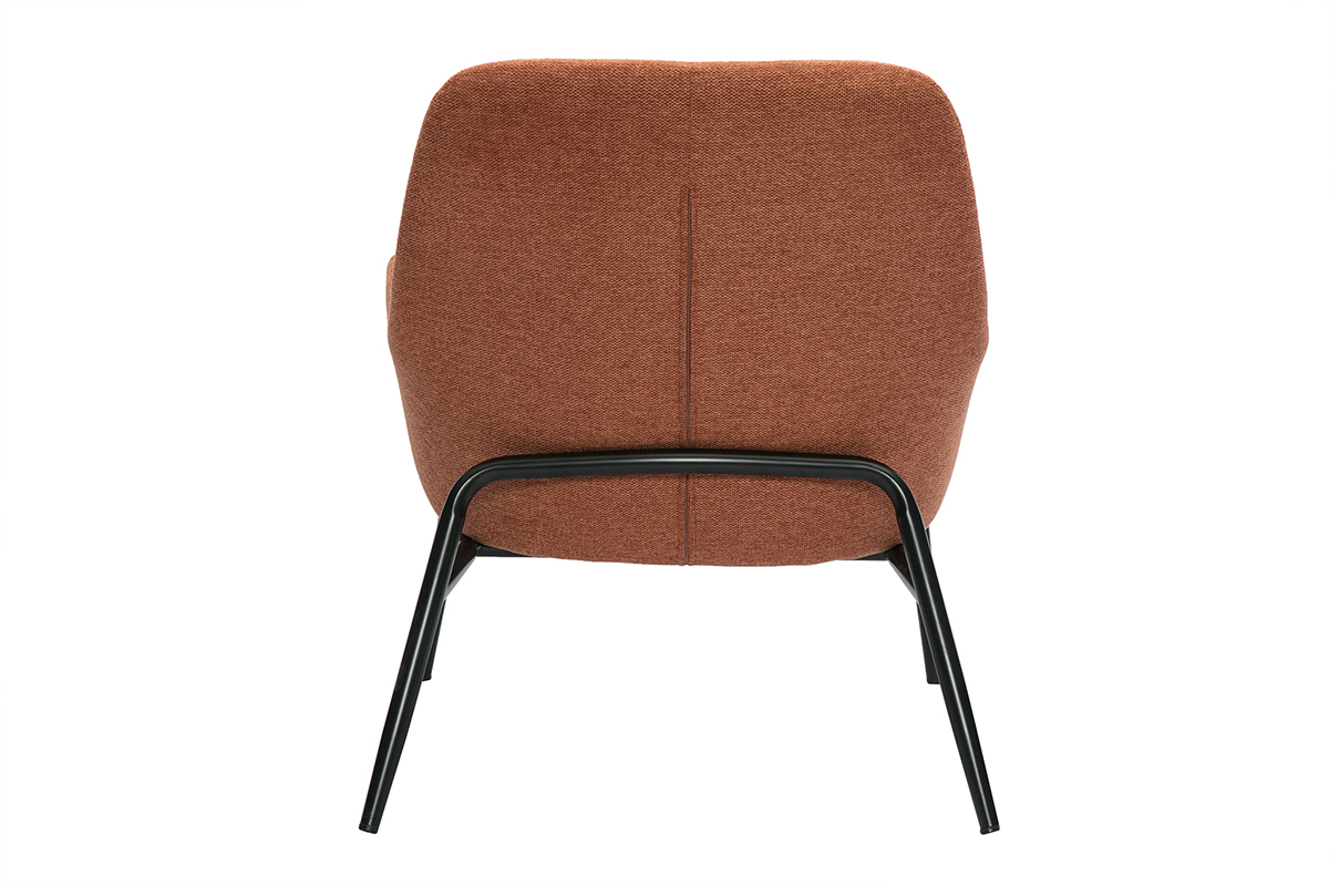 Silln moderno de tejido efecto aterciopelado terracota y metal negro MAXINE