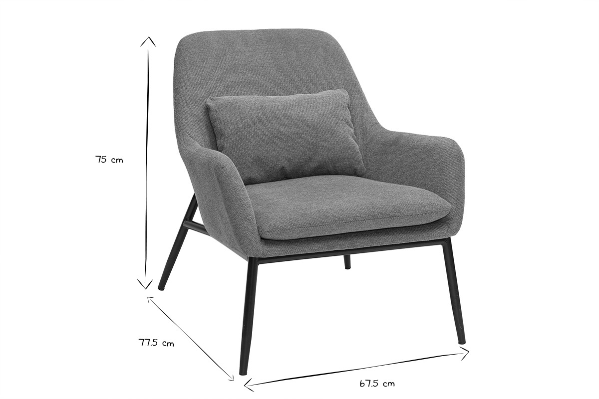 Sill�n moderno de tejido efecto aterciopelado terracota y metal negro MAXINE