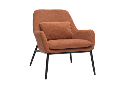 Sillón moderno de tejido efecto aterciopelado terracota y metal negro MAXINE