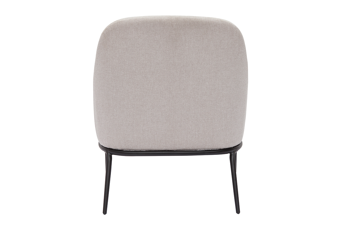 Silln moderno de tejido efecto aterciopelado texturizado beige y metal negro BREGO