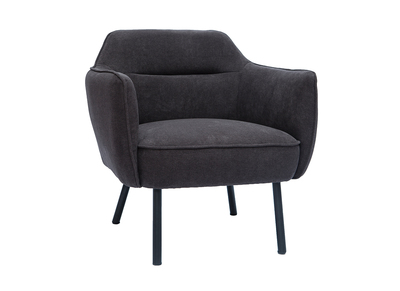 Sillón moderno de tela efecto aterciopelado gris oscuro LAURENS