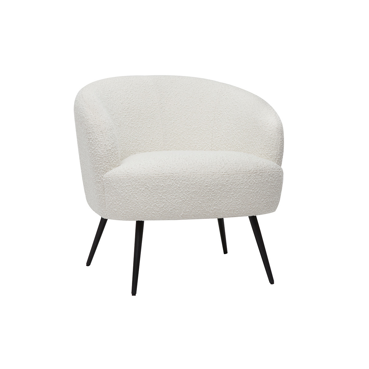 Sillón moderno de tela efecto borreguillo color crudo y metal negro MAGGIE