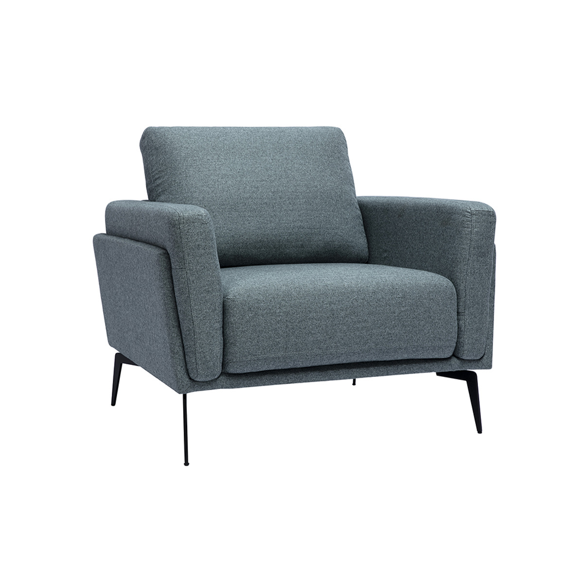 Sillón moderno de tela verde grisáceo y metal negro MOSCO