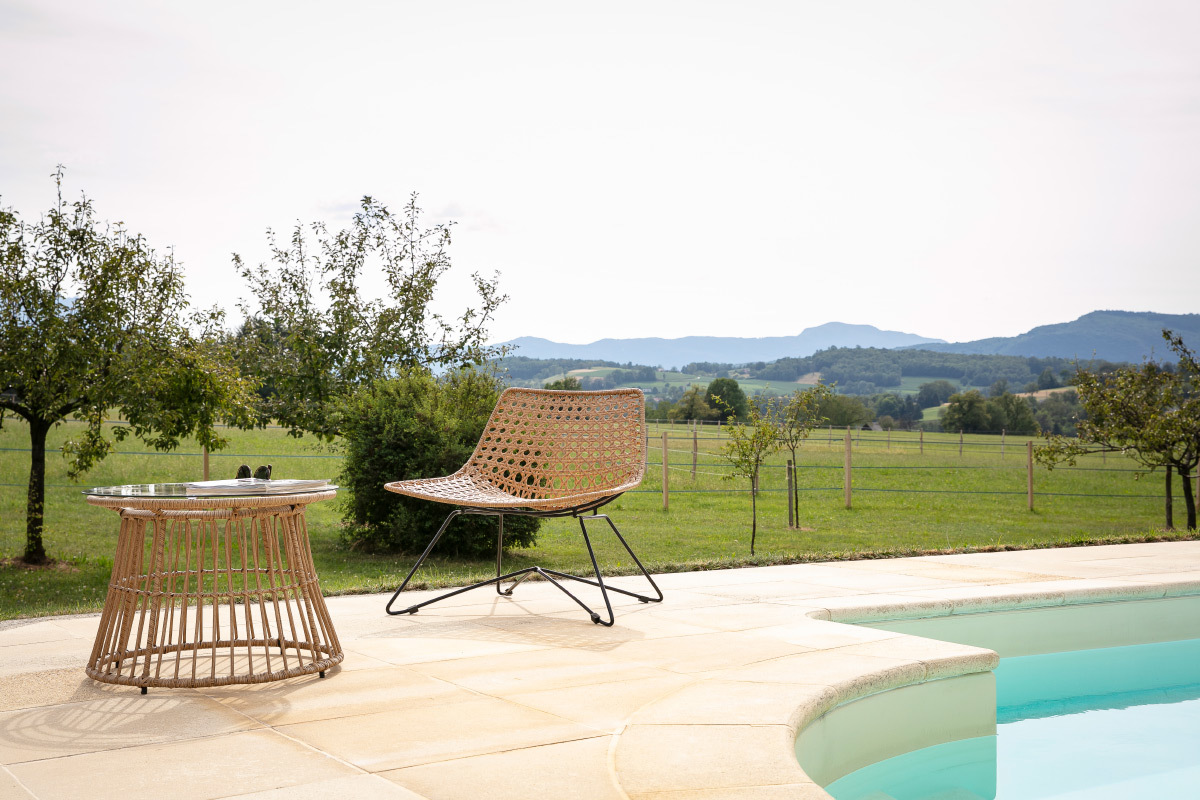 Silln moderno en ratn sinttico interior/exterior SUNSET