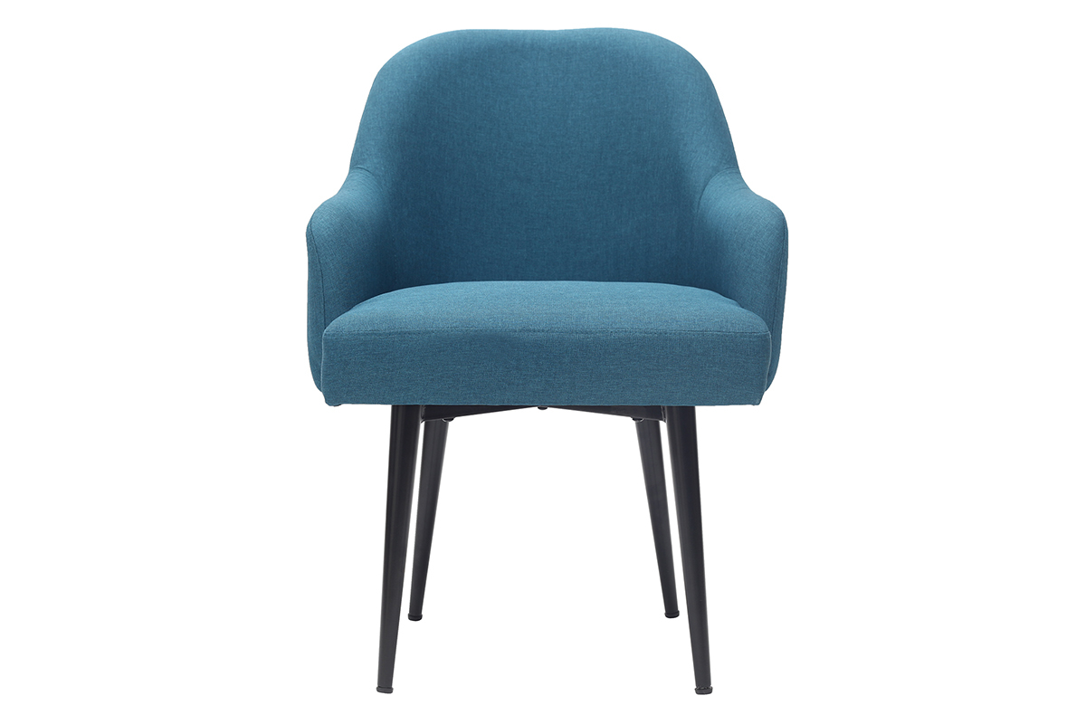 Silln moderno en tejido azul petrleo y patas metal negro AMON