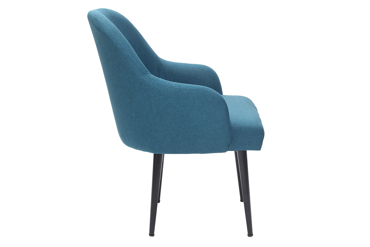 Silln moderno en tejido azul petrleo y patas metal negro AMON