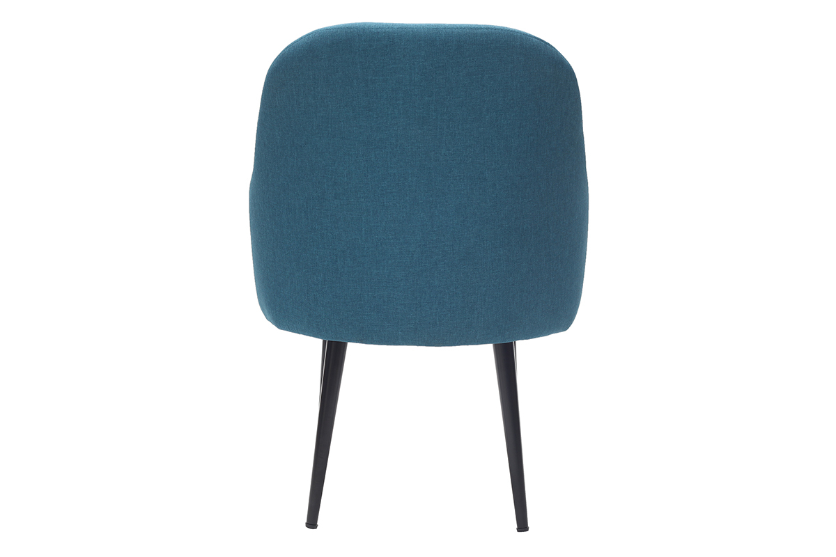 Silln moderno en tejido azul petrleo y patas metal negro AMON