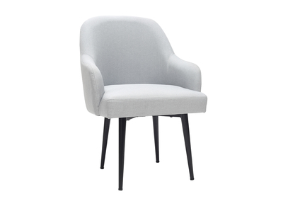 Sillón moderno en tejido gris claro y patas metal negro AMON - Sillón moderno en tejido gris claro y patas metal negro AMON