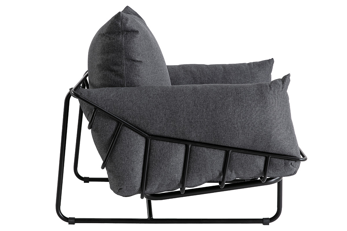 Silln moderno en tejido gris y metal KORB