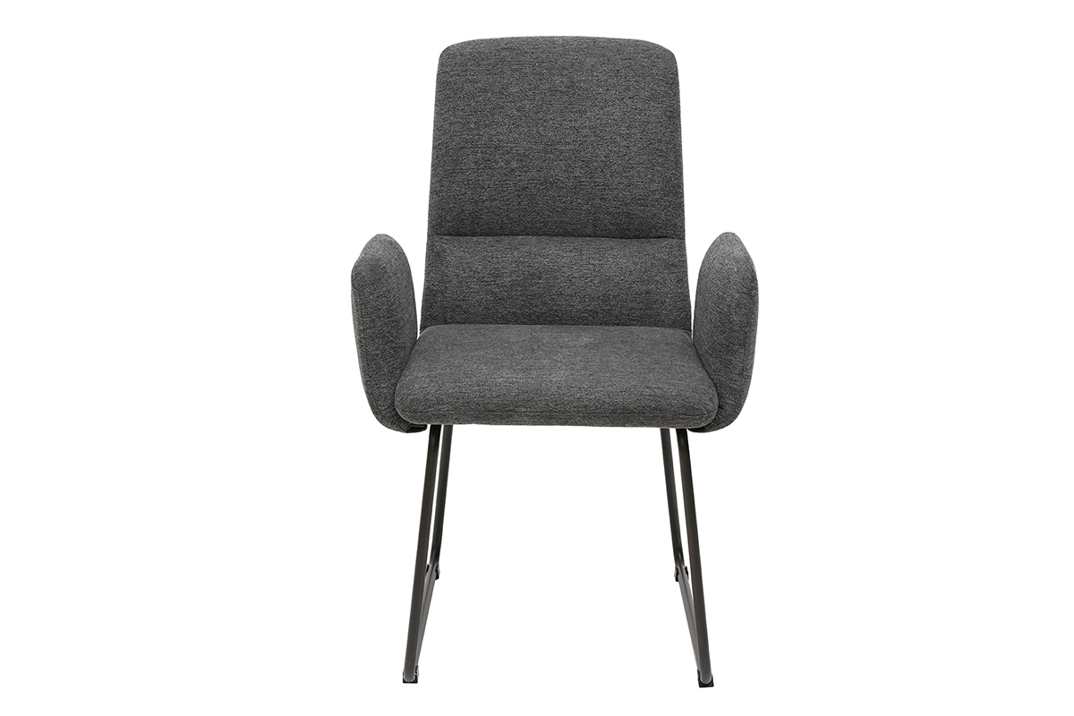 Silln moderno en tejido gris y metal negro MYST