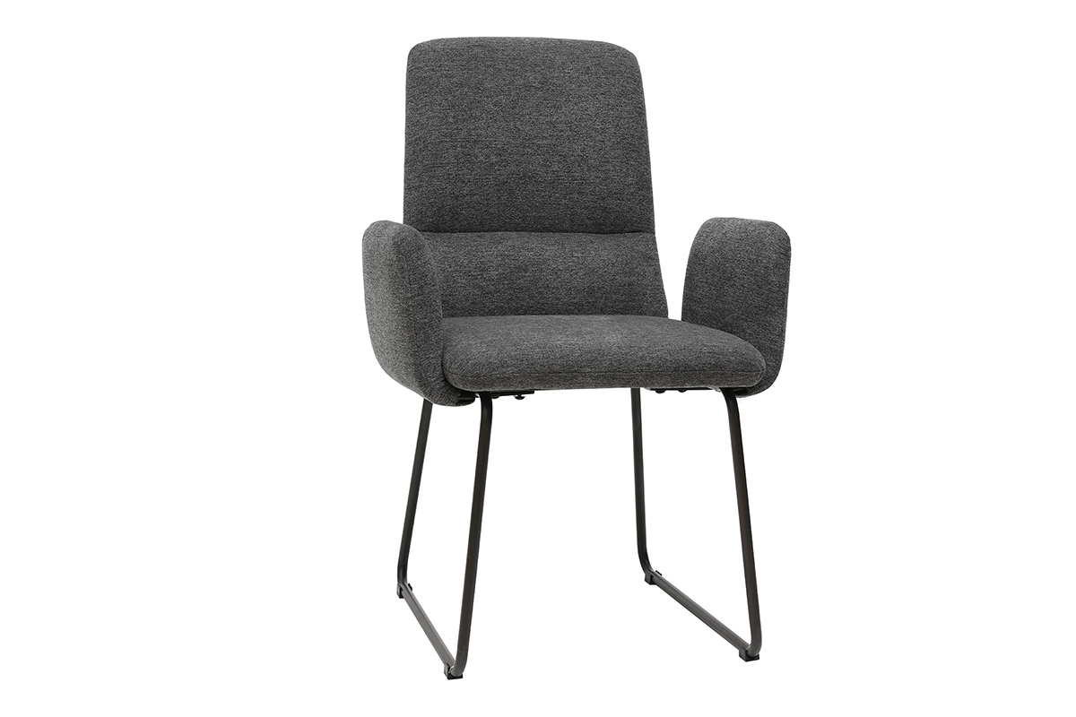 Silln moderno en tejido gris y metal negro MYST