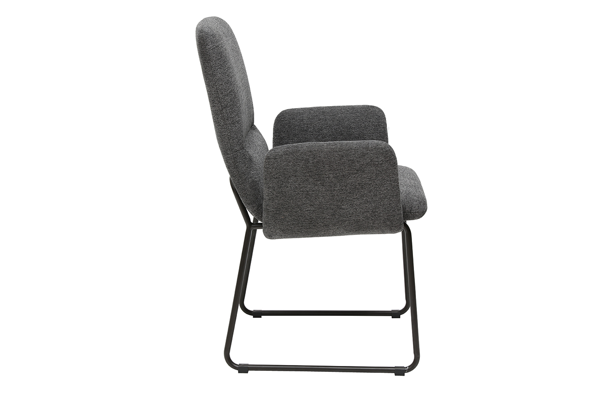 Silln moderno en tejido gris y metal negro MYST