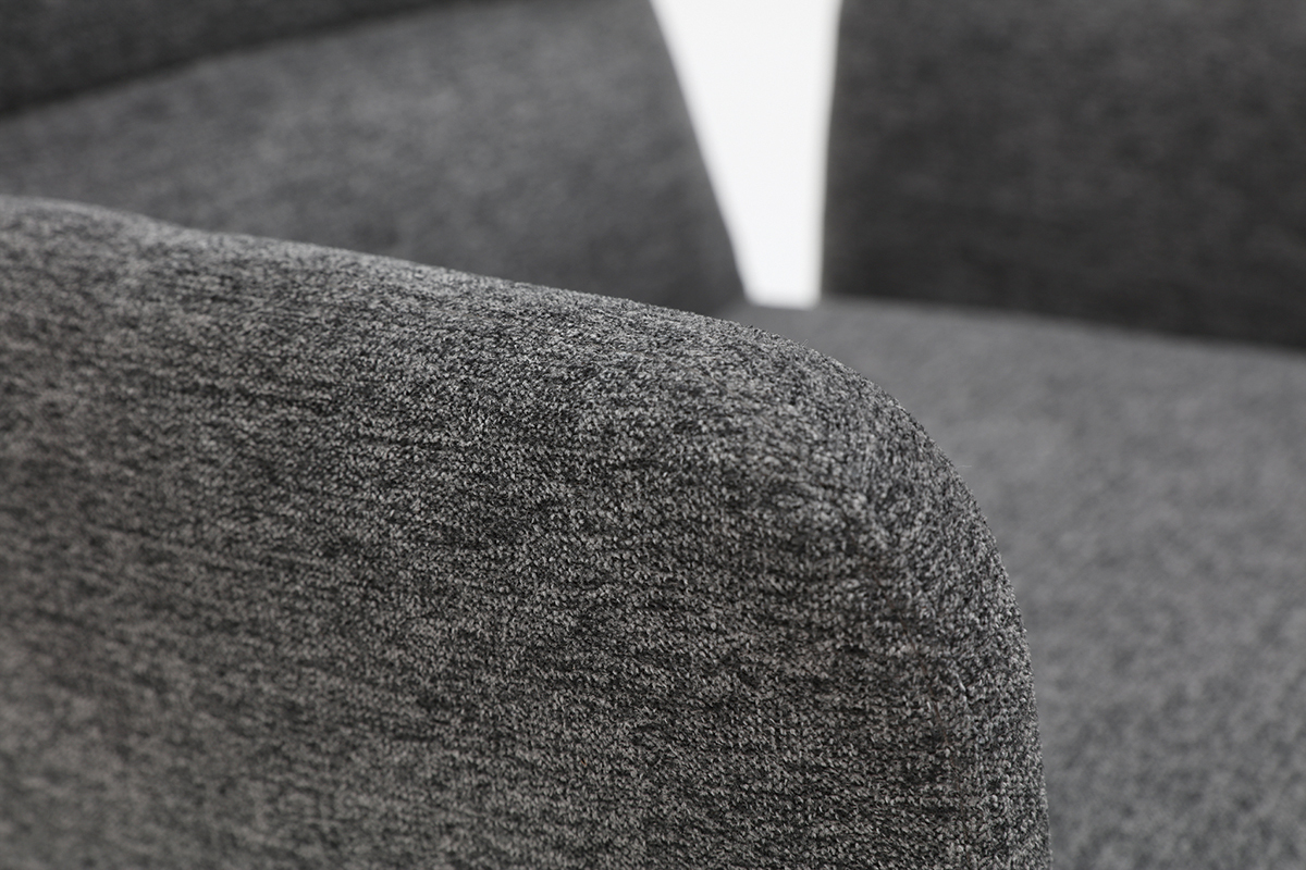 Silln moderno en tejido gris y metal negro MYST