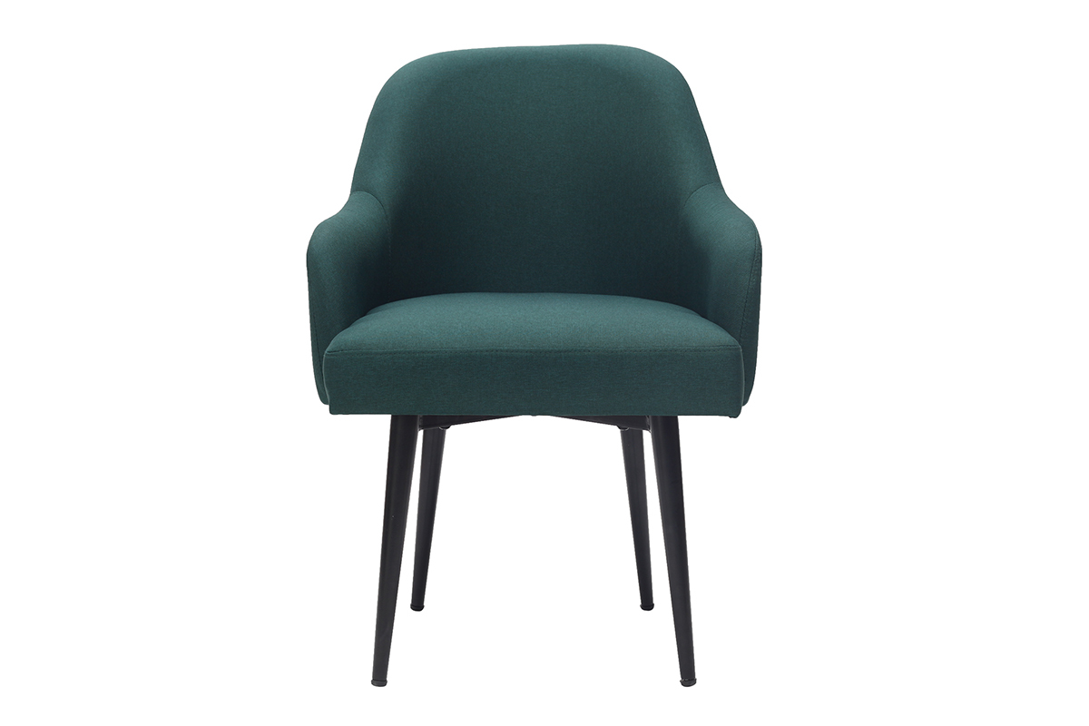 Silln moderno en tejido verde oscuro y patas metal negro AMON