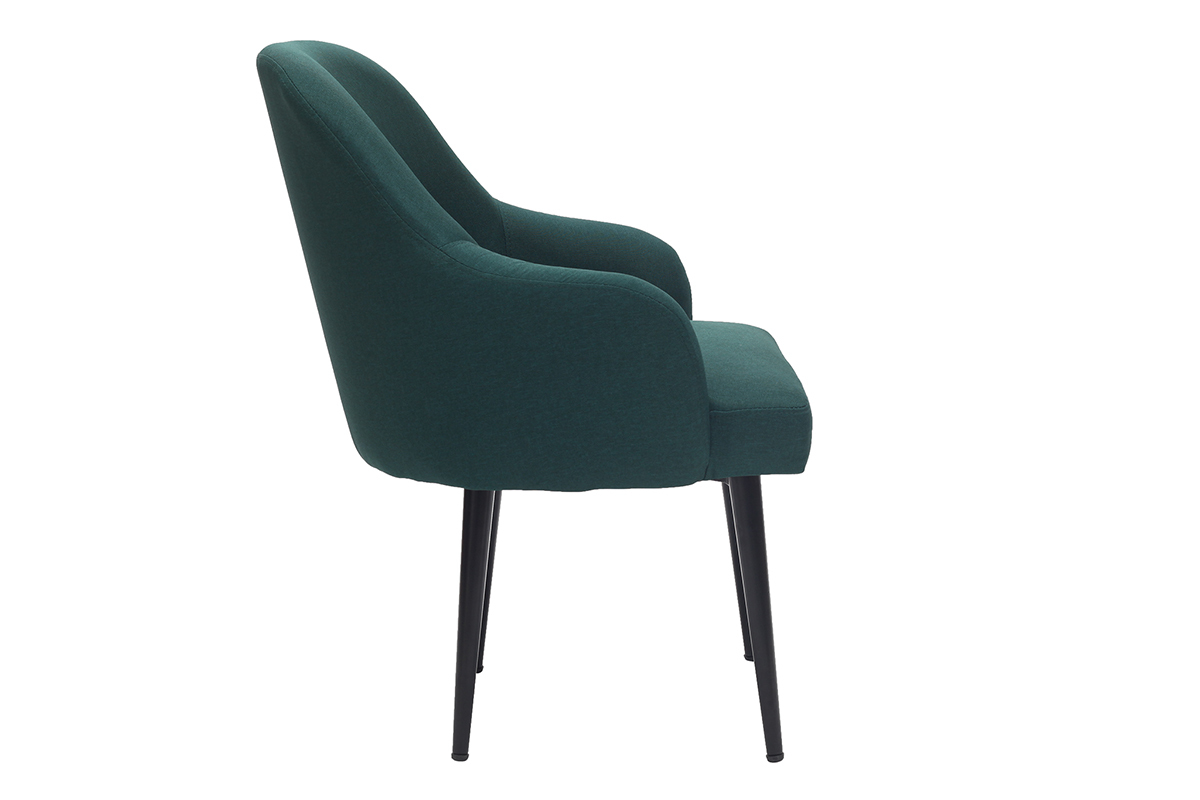 Silln moderno en tejido verde oscuro y patas metal negro AMON